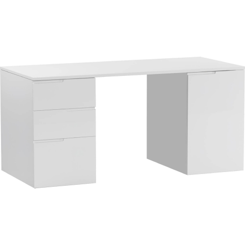 6906 Desk with 3 Drawers & 1 Door in Glass White